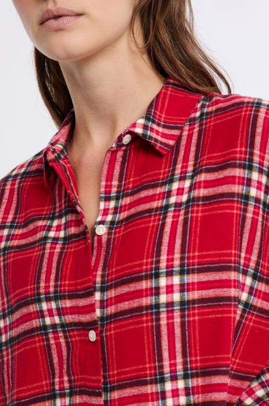 Chemise de nuit à carreaux en coton;${refinementColor}