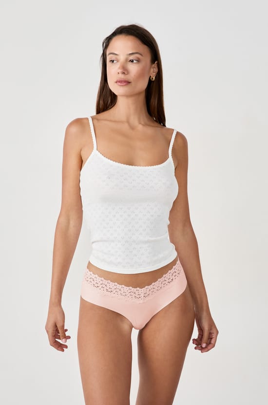 Hipster V-shape en microfibre et dentelle;${refinementColor}