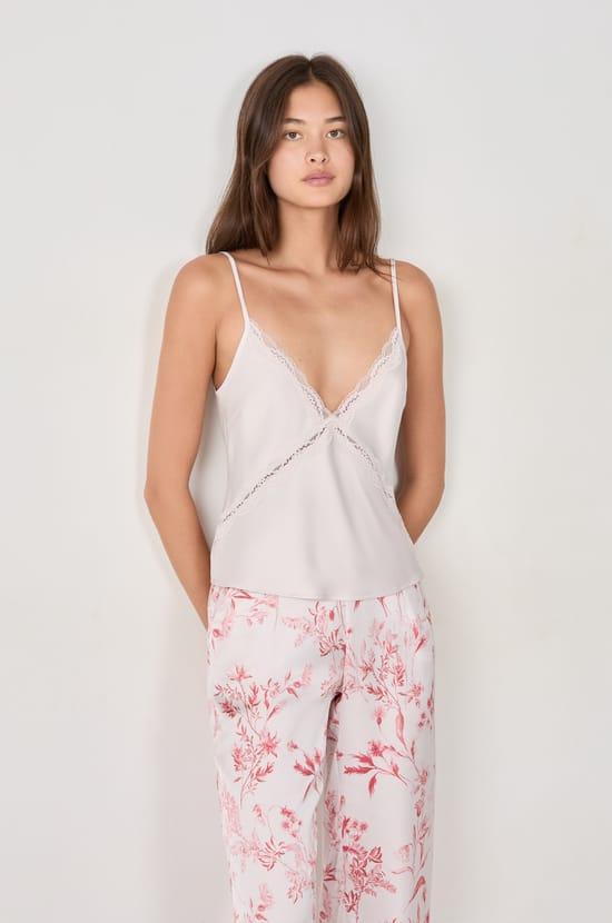 Satin Camisole with Neckline;${refinementColor}