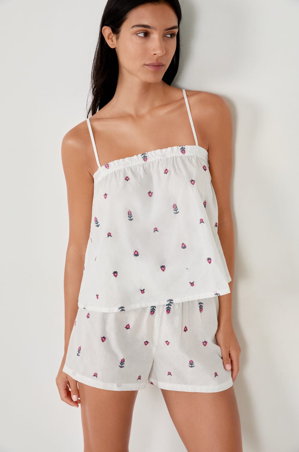 Top de pyjama à imprimés en coton;${refinementColor}