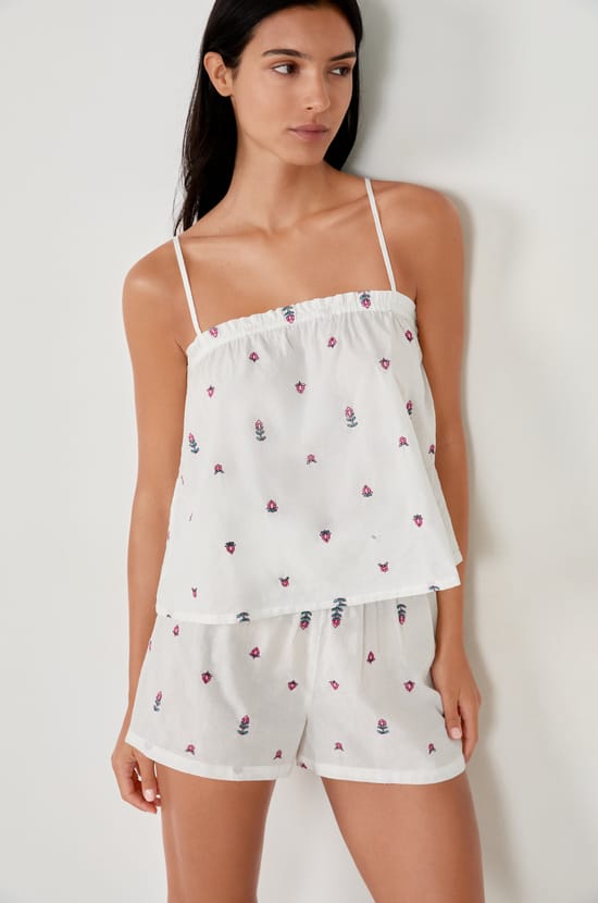 Top de pyjama à imprimés en coton;${refinementColor}