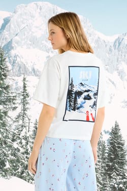 Cotton T-shirt with ski landscape print;${refinementColor}