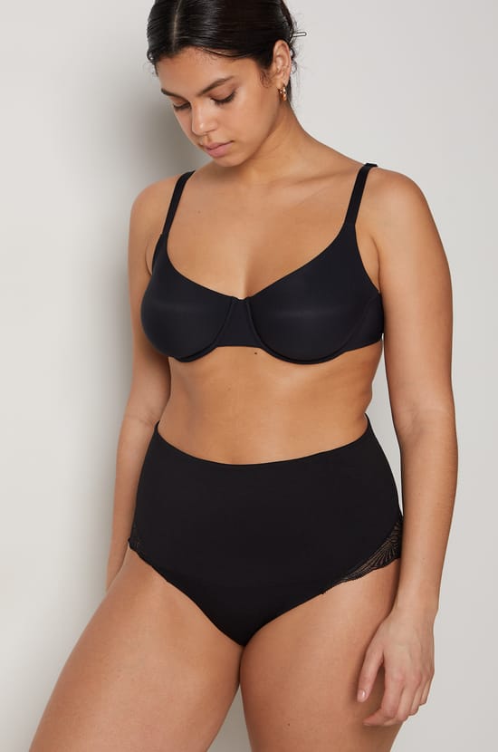 High Waist Bikini With Lace Details- Medium Control;${refinementColor}