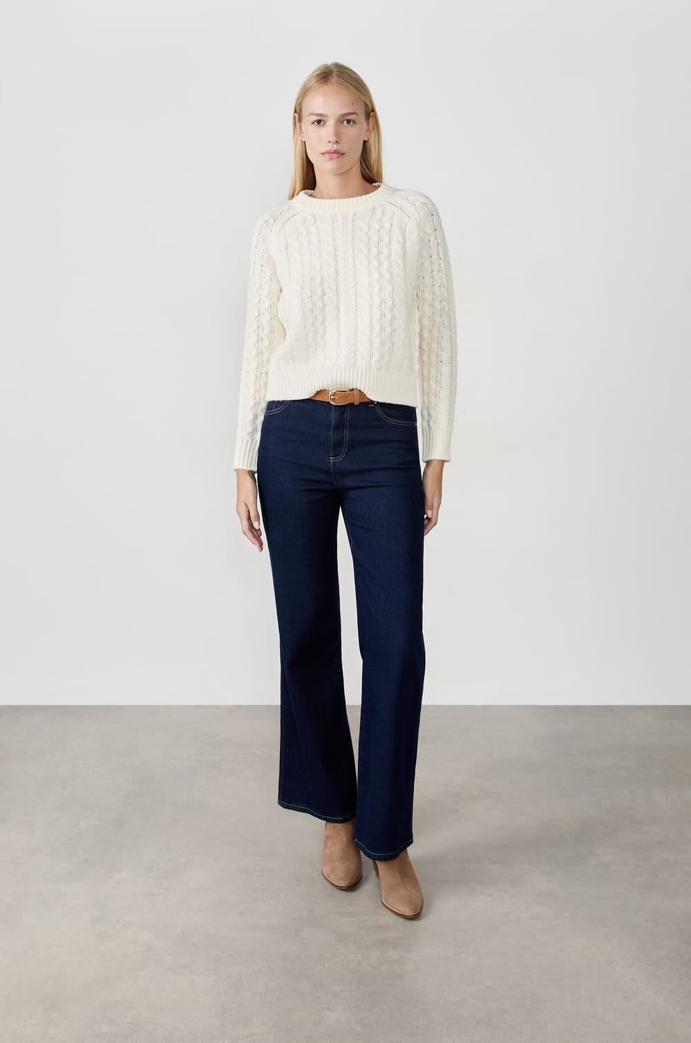 Pull col rond &agrave; grosse maille;${refinementColor}