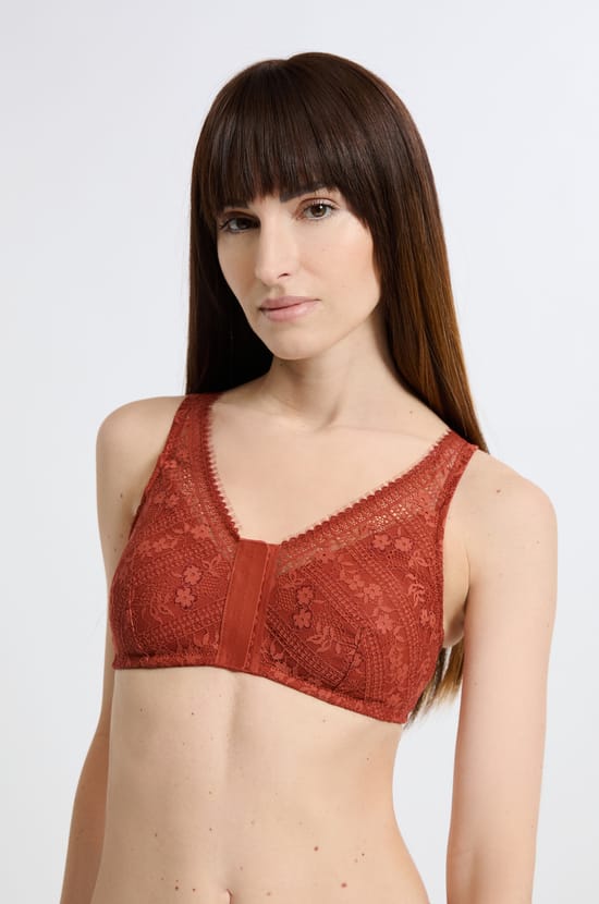 Post-mastectomy wireless bralette with front opening;${refinementColor}