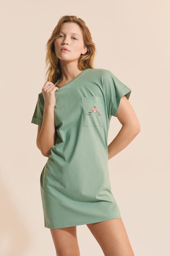 Chemise de nuit en coton;${refinementColor}