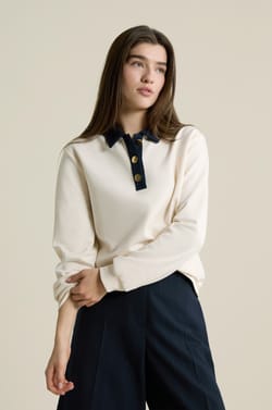 Sweatshirt bicolore col polo;${refinementColor}