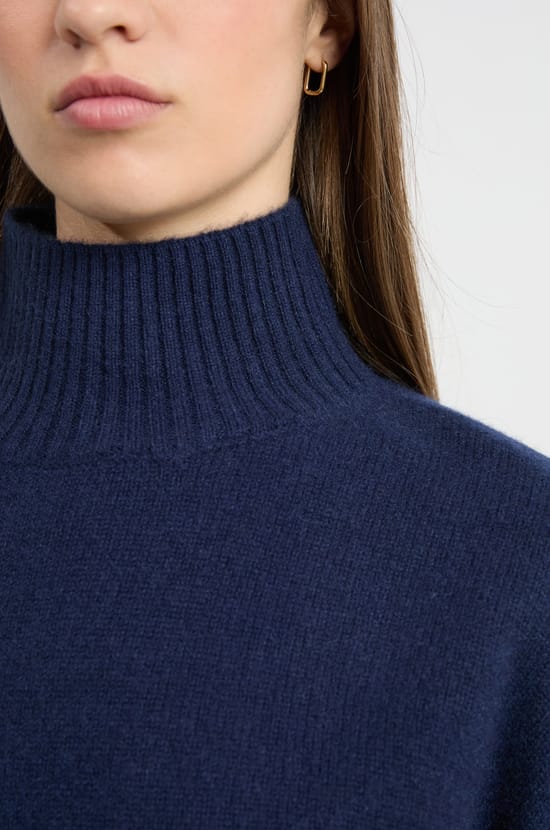 High Neck Cashmere Sweater;${refinementColor}