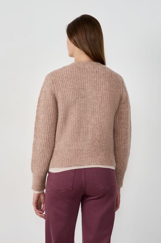 Long-sleeved cardigan sweater with buttons;${refinementColor}