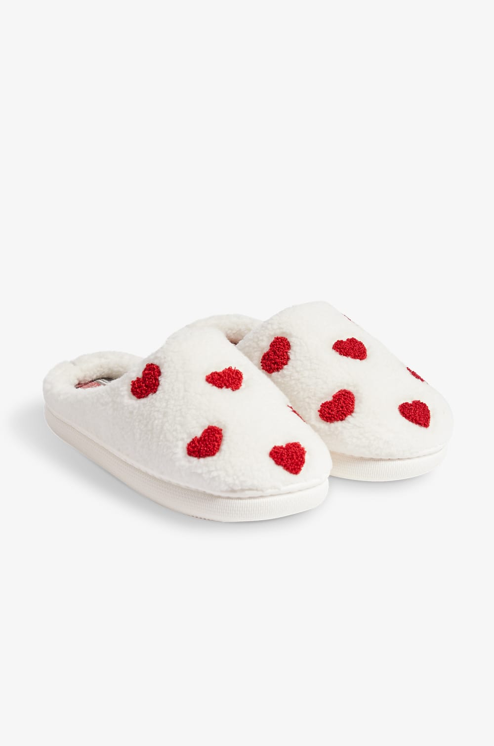Heart pattern mule slippers;${refinementColor}