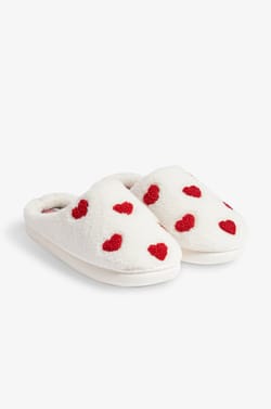 Heart pattern mule slippers;${refinementColor}