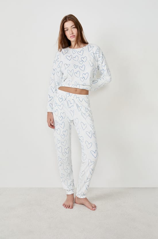 Pyjama trousers with hearts;${refinementColor}