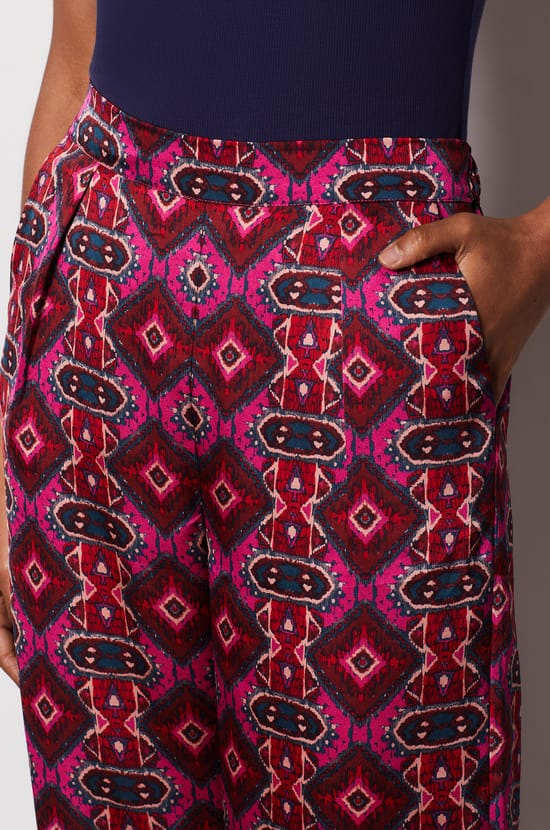 Wide Cut Trousers with Pattern;${refinementColor}