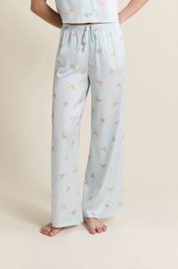 Pantalon de pyjama satin&eacute; &agrave; motifs;${refinementColor}