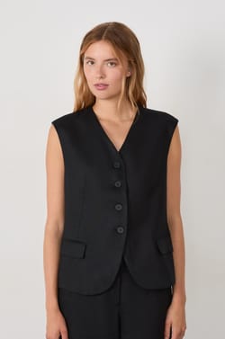 Sleeveless Button-Up Cardigan;${refinementColor}