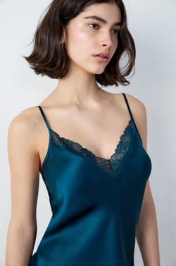 Silk Camisole with Lace Details;${refinementColor}