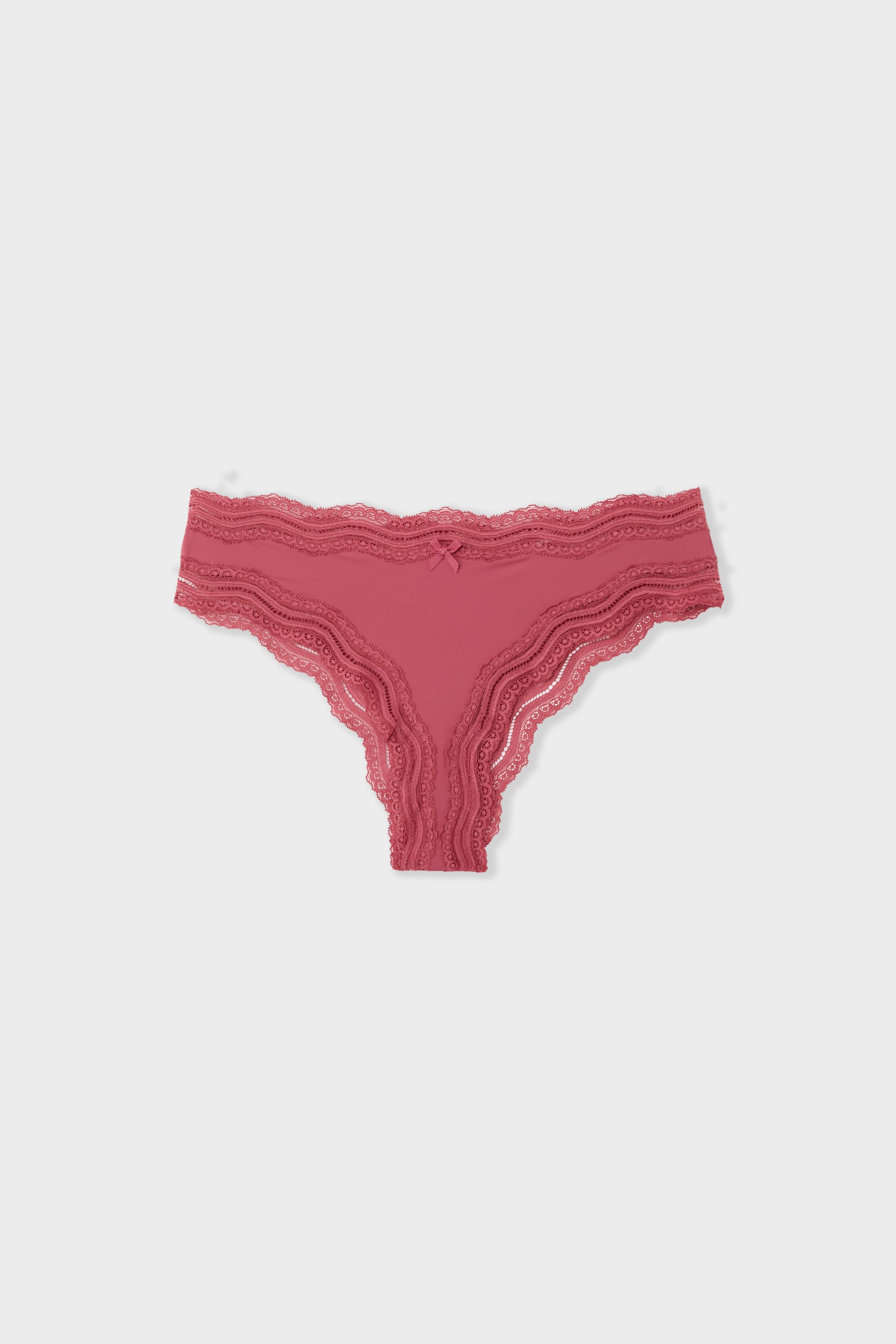 Lace-Trimmed Microfiber Tanga - SOUL - ROSE BONBON - ETAM