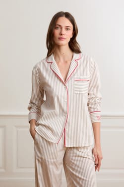 Striped Shirt In Cotton;${refinementColor}