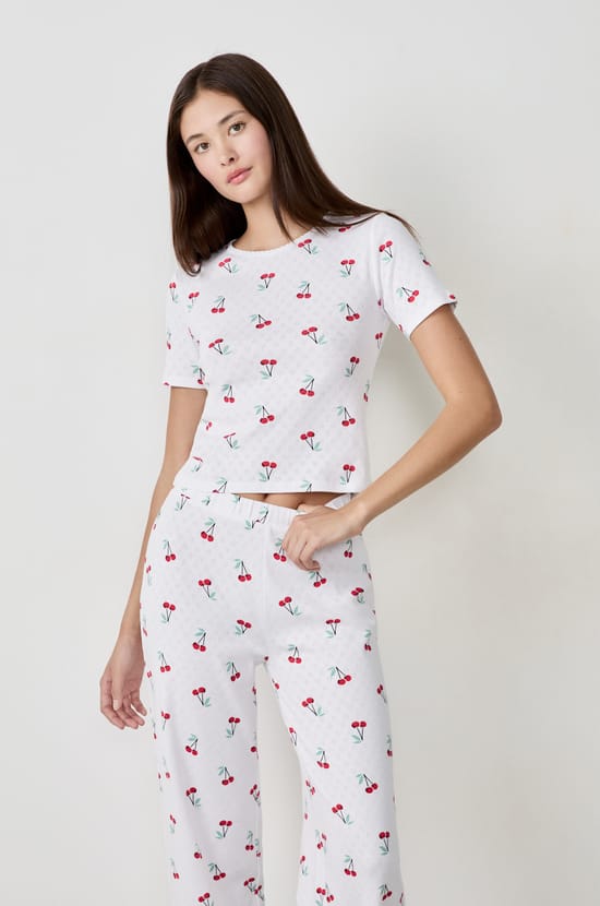 Ensemble de pyjama 2 pi&egrave;ces en coton en pointelle;${refinementColor}