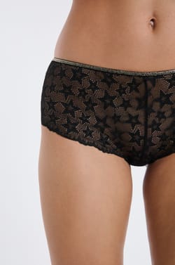 Boyshort in Lace with Iridescent Star Pattern;${refinementColor}
