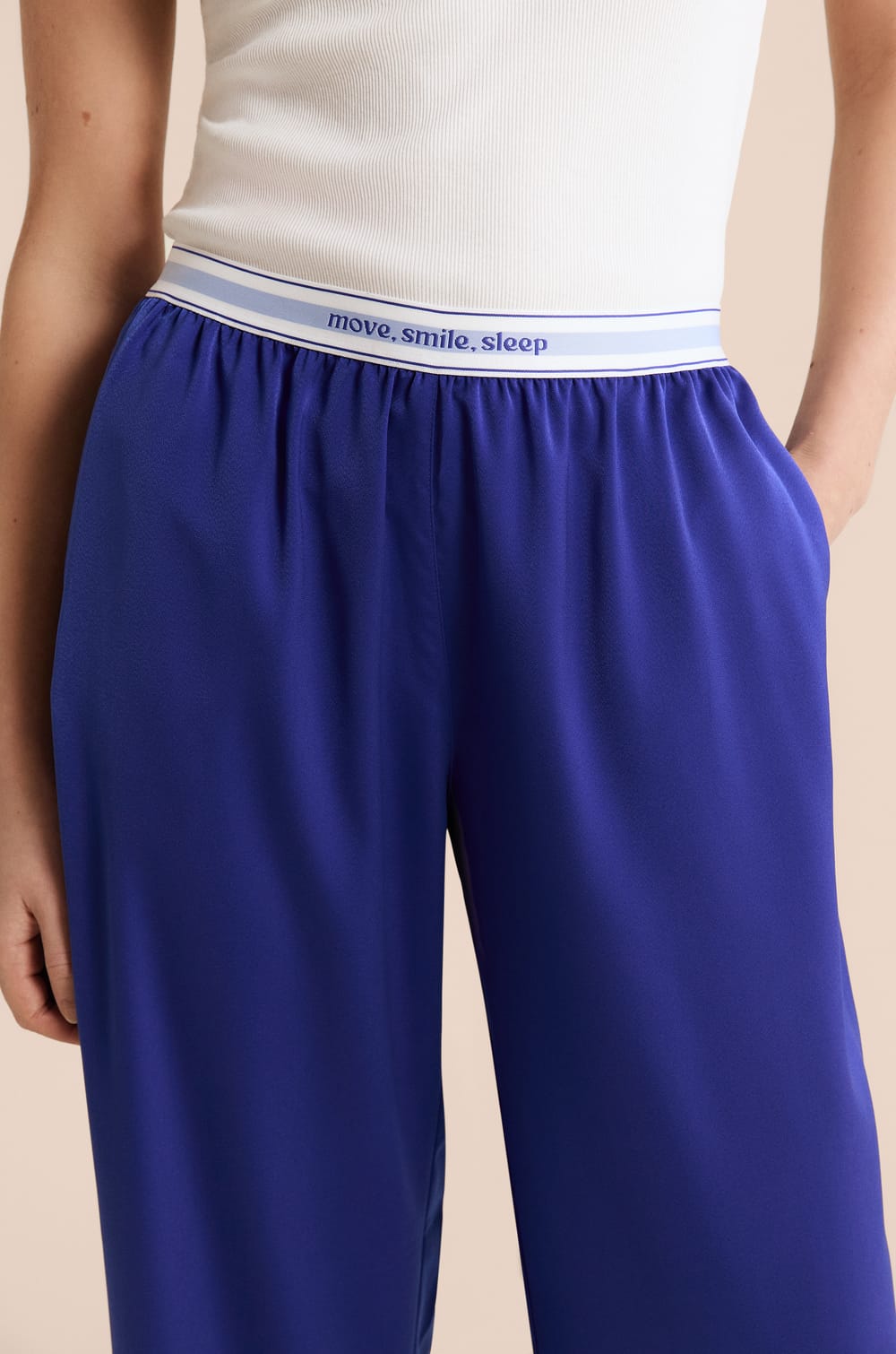 Pantal&oacute;n de pijama con cintura el&aacute;stica &laquo;move, smile, sleep;${refinementColor}