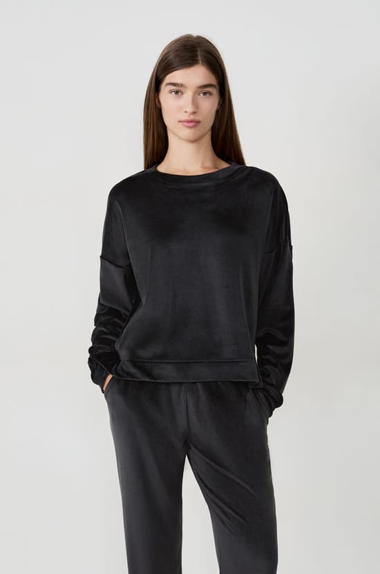 Velvet pyjama sweatshirt;${refinementColor}