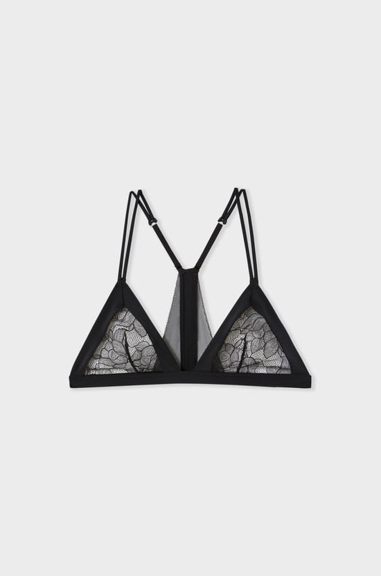 Triangle wireless lace bra;${refinementColor}