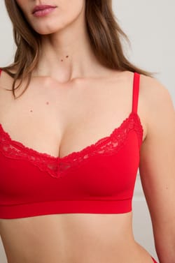 Bralette in microvezel met kanten details;${refinementColor}