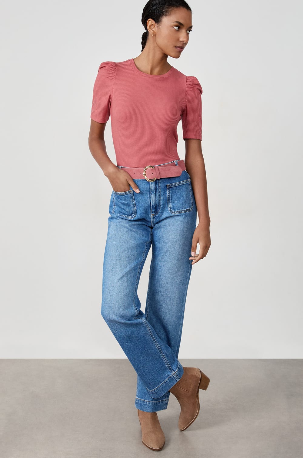 Rechte jeans van katoen;${refinementColor}