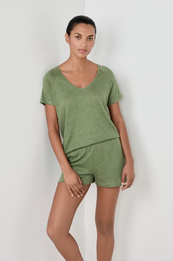 T-shirt de pyjama manches courtes 100% lin;${refinementColor}