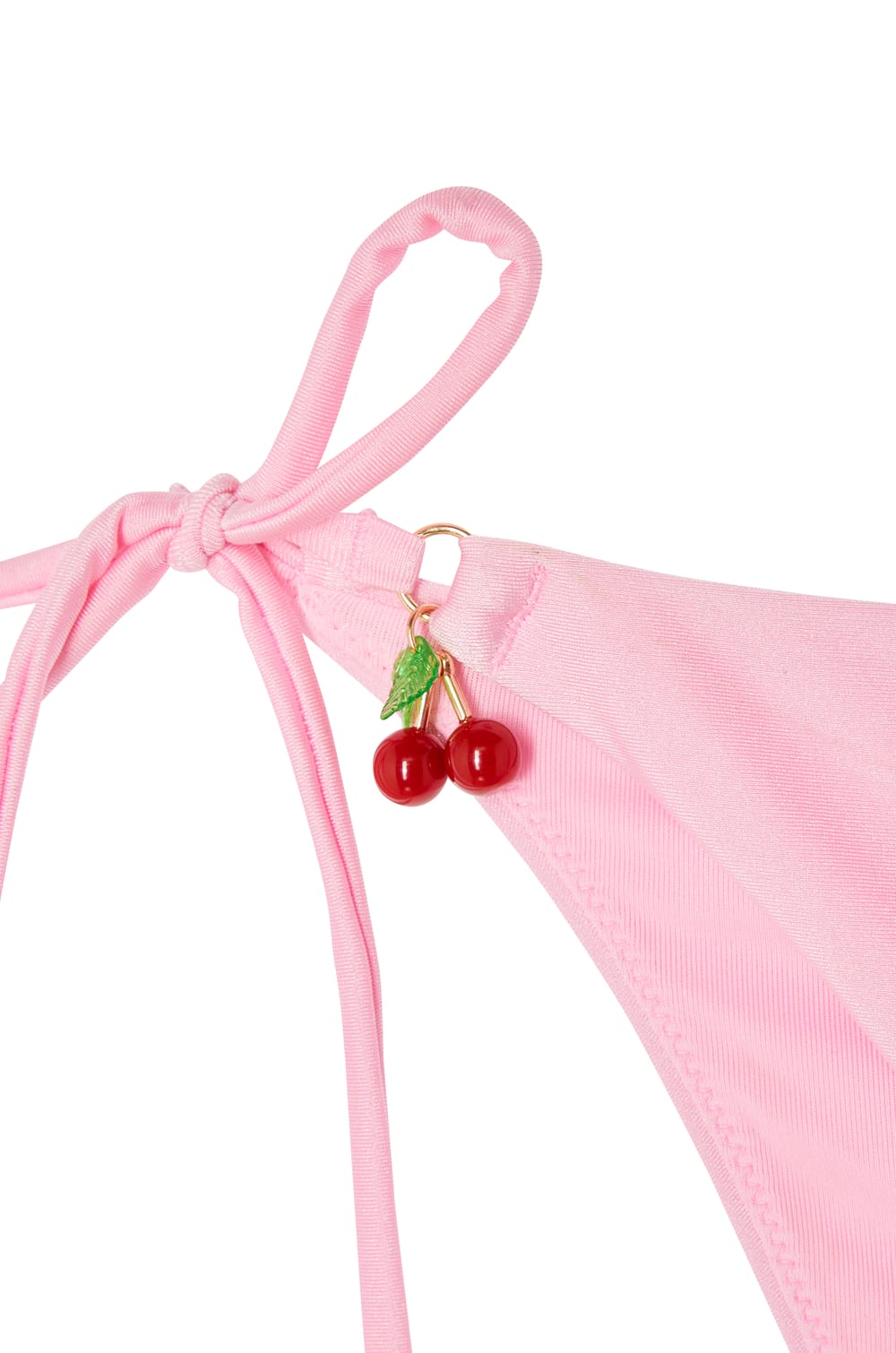 Bas de maillot de bain bikini  &agrave; nouer satin&eacute; avec charm cerise;${refinementColor}