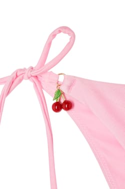 Bas de maillot de bain bikini  &agrave; nouer satin&eacute; avec charm cerise;${refinementColor}