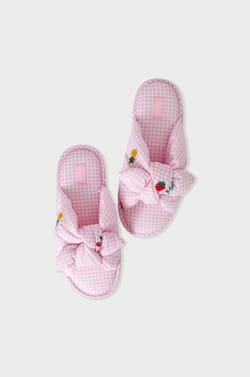 Cotton Slippers with Bow;${refinementColor}