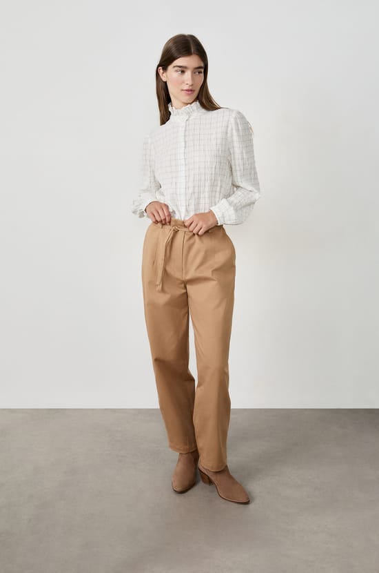 Tie-waist Cotton Trousers;${refinementColor}