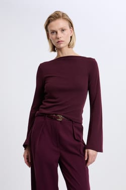 T-shirt col bateau à manches longues larges;${refinementColor}