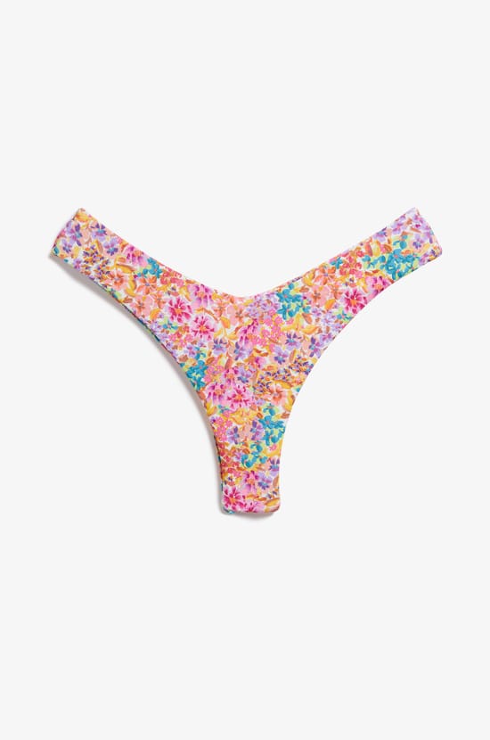 Brazilian High-Leg Floral Bikini Bottom;${refinementColor}