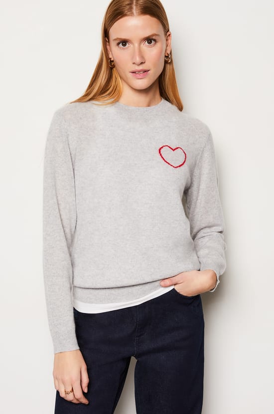 Pull col rond cachemire détail cœur;${refinementColor}