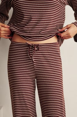 Striped Pajama Pants with Drawstring;${refinementColor}