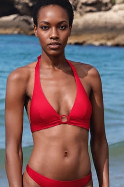 Triangle bikini top with ring detail;${refinementColor}