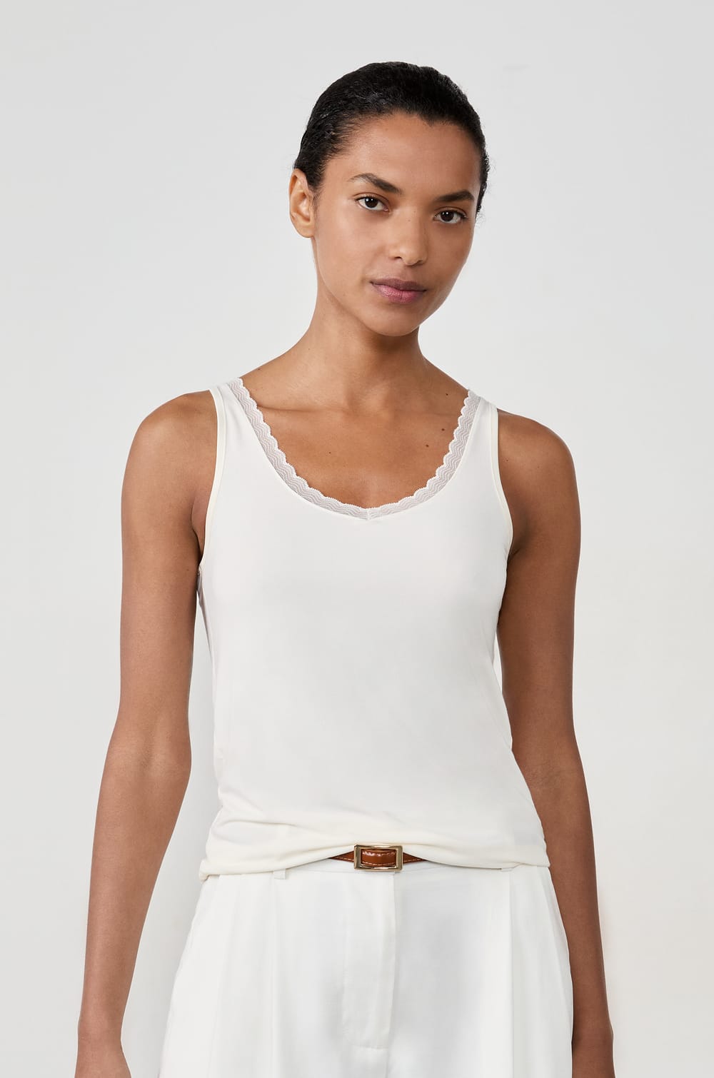 Débardeur Coton Débardeur Femme Coton Bio Maille Douce Dentelle