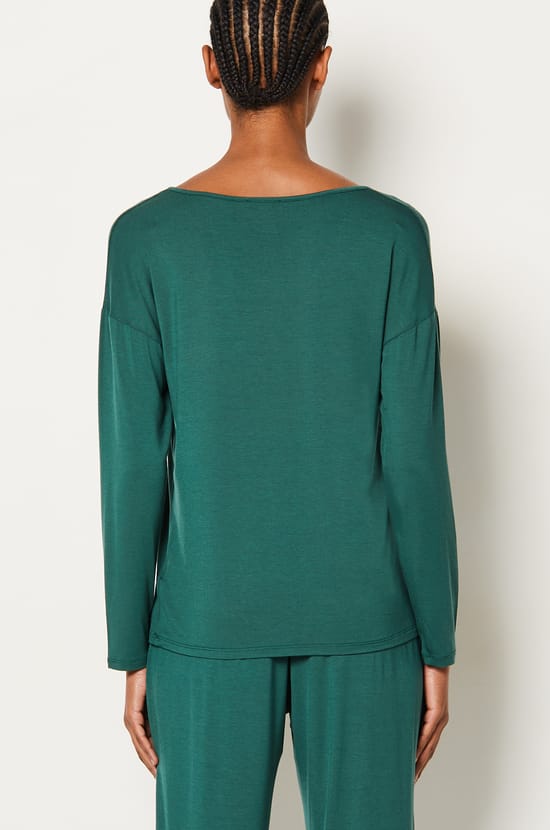 Long-Sleeved Button-Down Modal Pajama T-Shirt;${refinementColor}