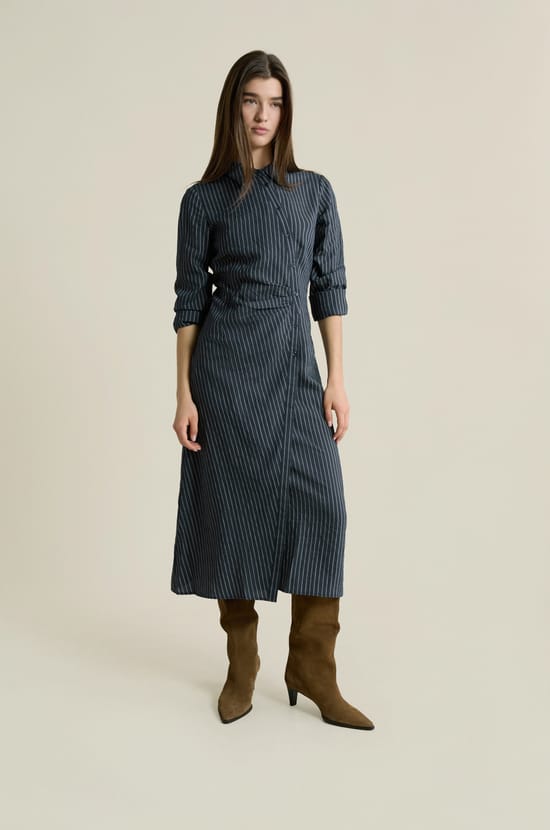 Robe longue &agrave; rayures effet cache-c&oelig;ur;${refinementColor}