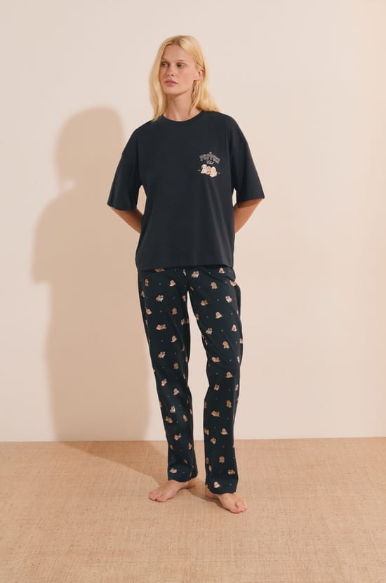 T-shirt &agrave; motif chien en coton;${refinementColor}
