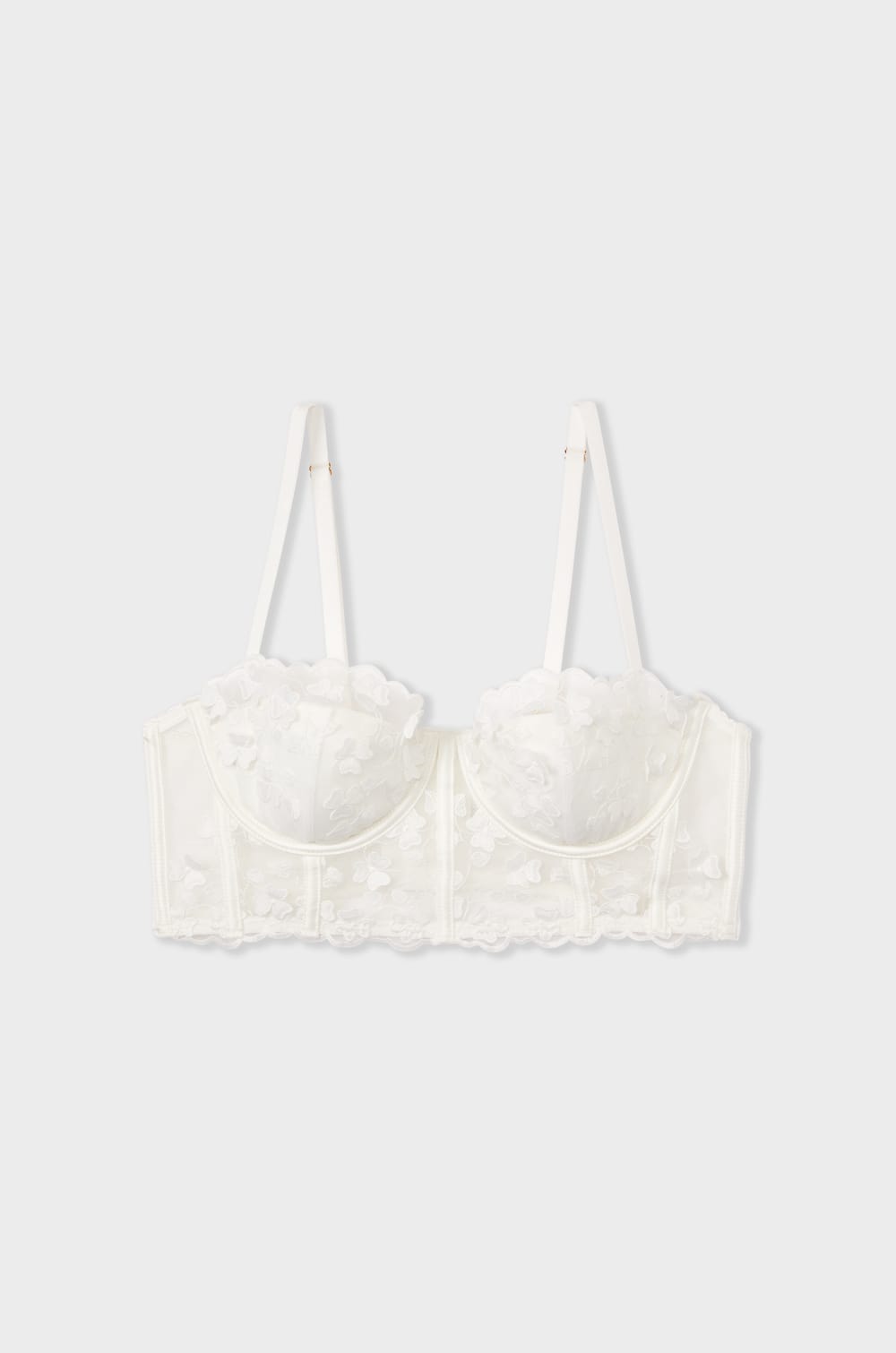 Floral Emboidery Balconette Bustier;${refinementColor}