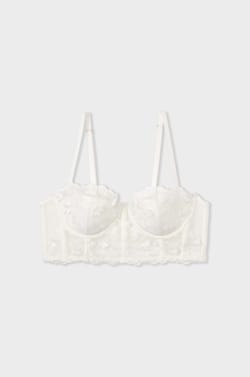 Floral Emboidery Balconette Bustier;${refinementColor}