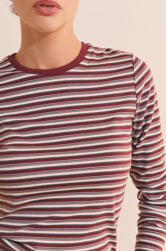 T-shirt &agrave; rayures en coton;${refinementColor}