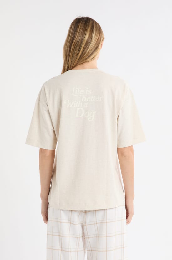 T-shirt en coton à motif chien "Life is better with a dog;${refinementColor}