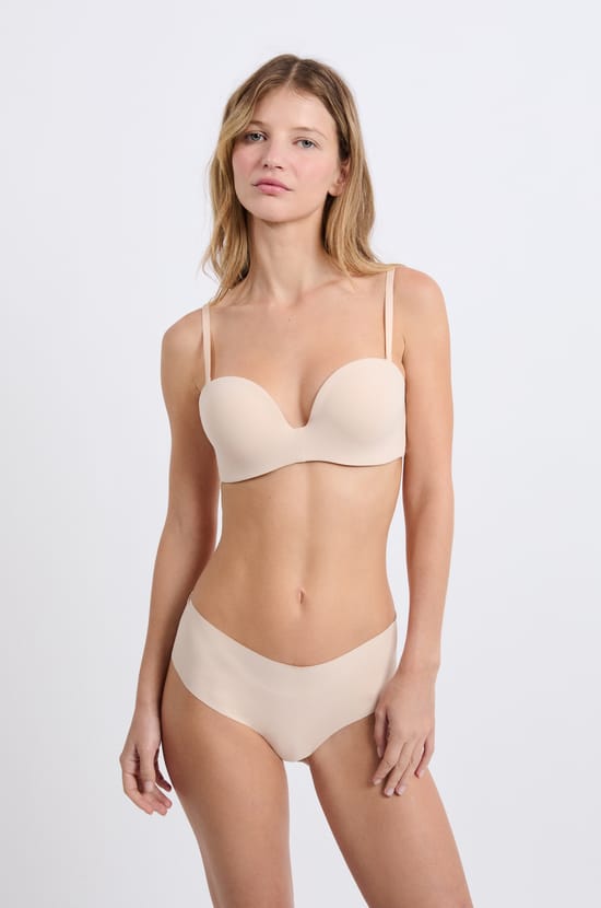 Soutien-gorge bandeau microfibre push-up bretelles amovibles;${refinementColor}