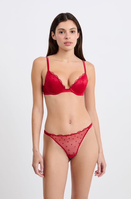 Embroidered detail thong;${refinementColor}