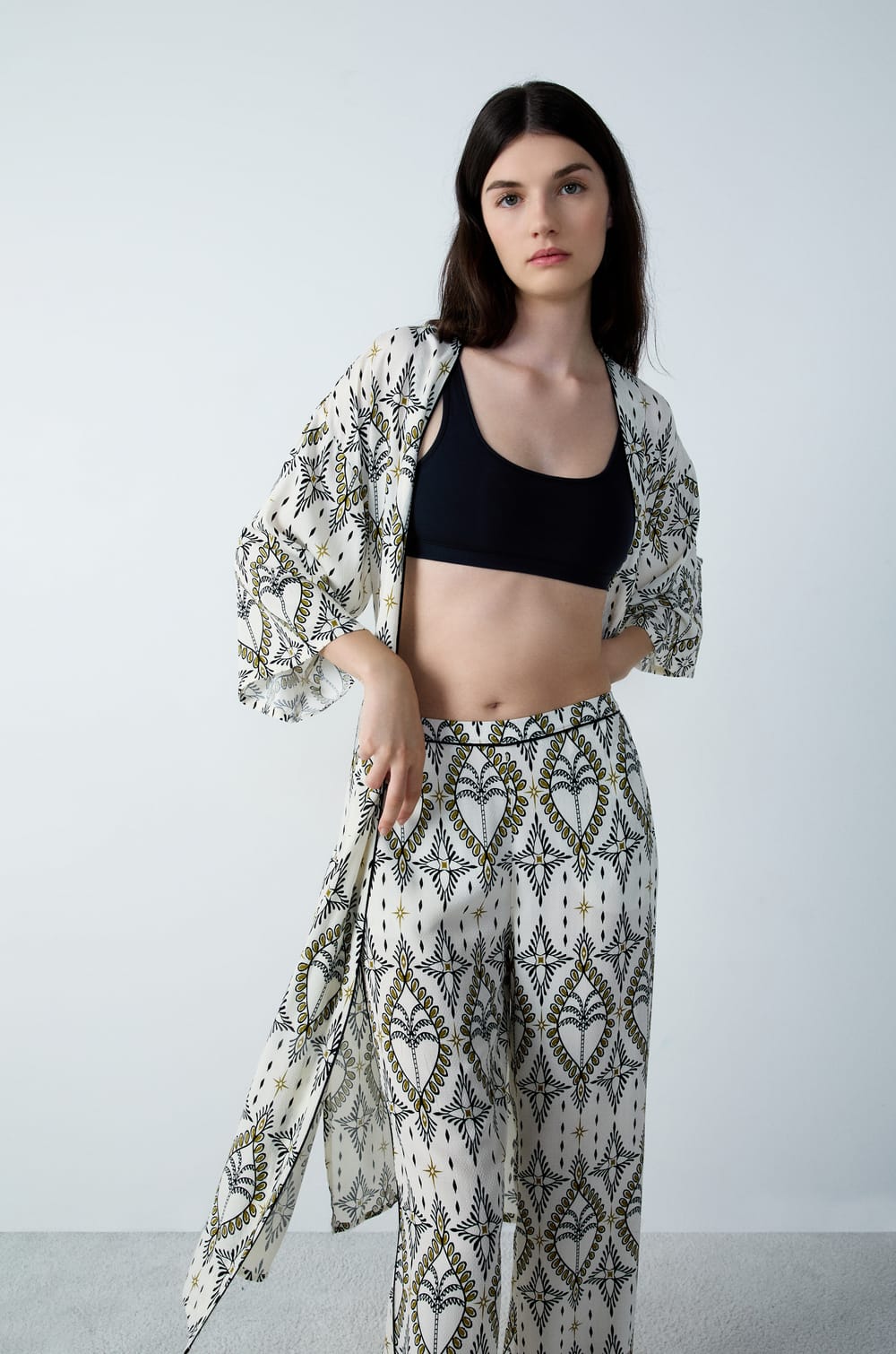 Déshabillé long imprimé;${refinementColor}